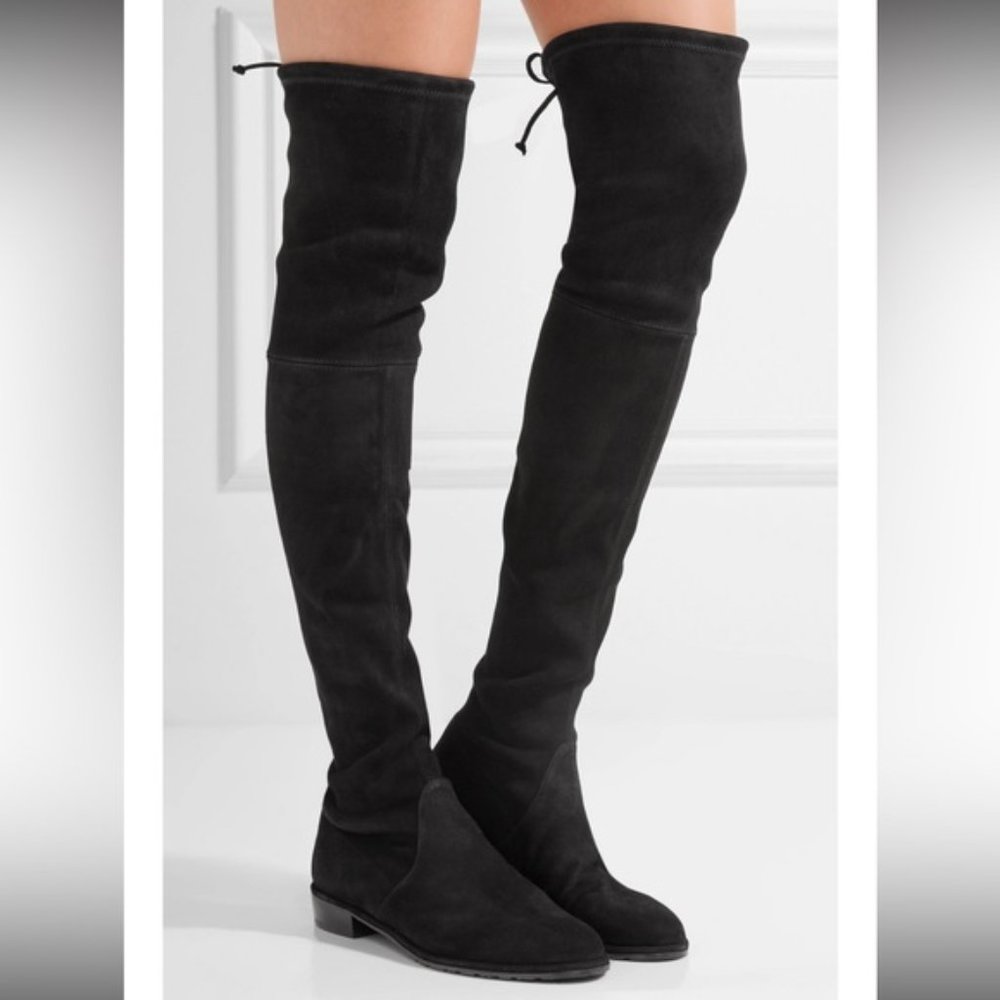 Stuart Weitzman Lowland Suede Over the Knee Boots Black Size 7